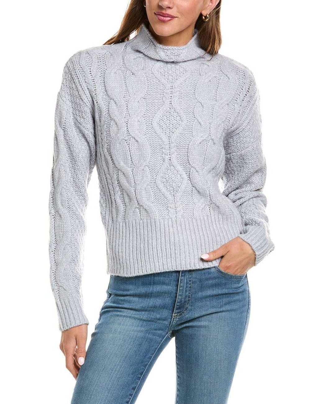 525 America Blue Oversized Cable Funnel Neck Pullover