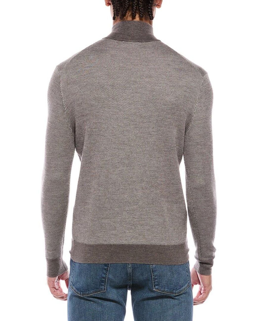 N.Peal Cashmere Gray Regent Birdseye 1/2-Zip Cashmere & Silk-Blend Mock Neck Sweater for men