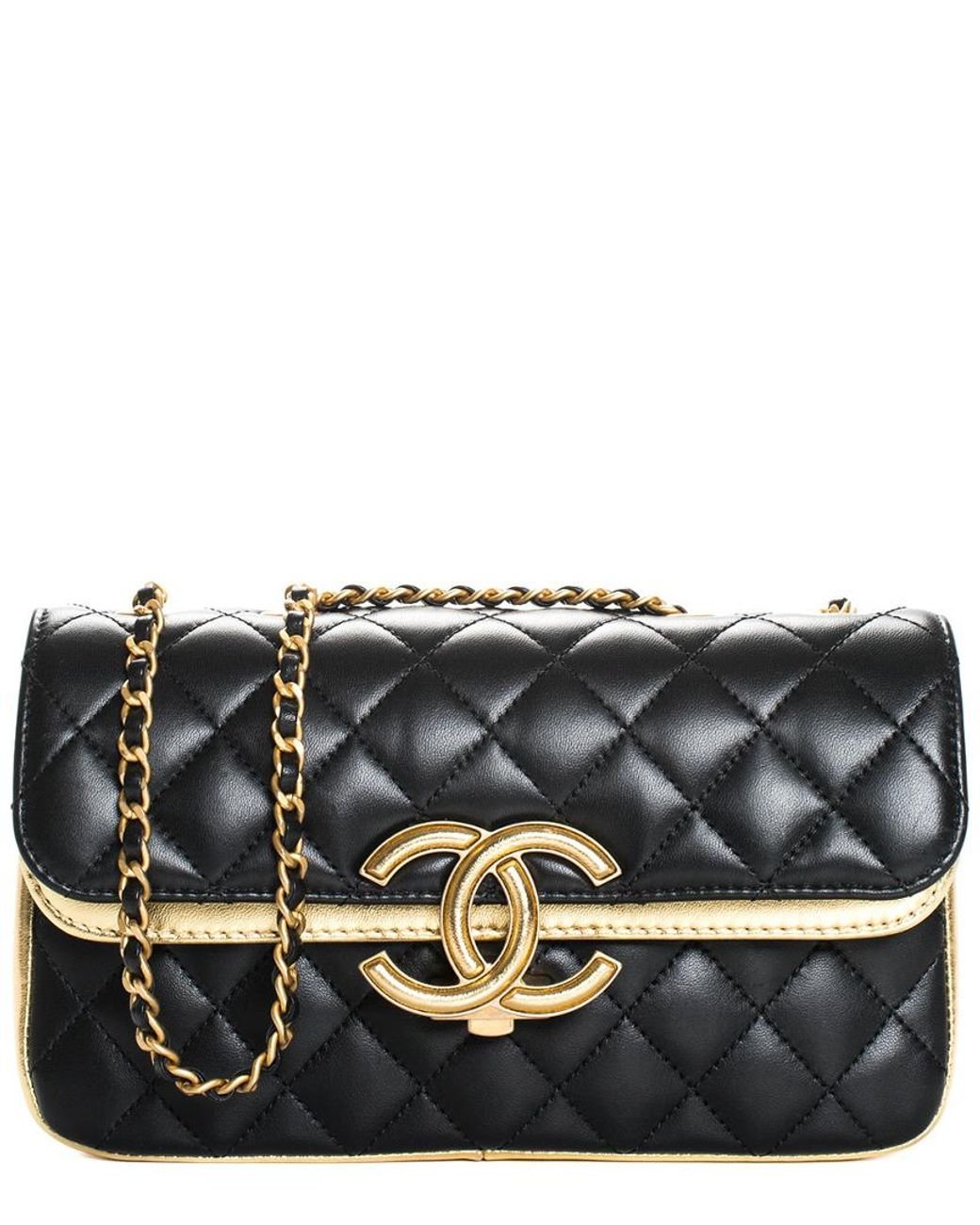 Chanel Black & Gold Quilted Leather Cc Chic Flap Bag, Never Carried | Lyst