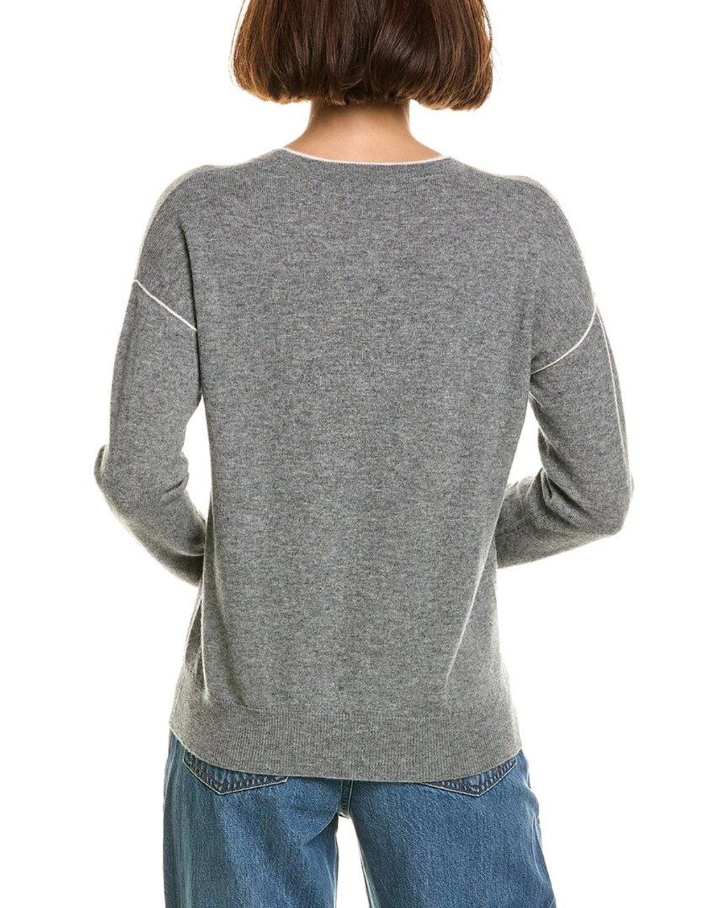 InCashmere Gray Seam Detail Wool & Cashmere-Blend Pullover