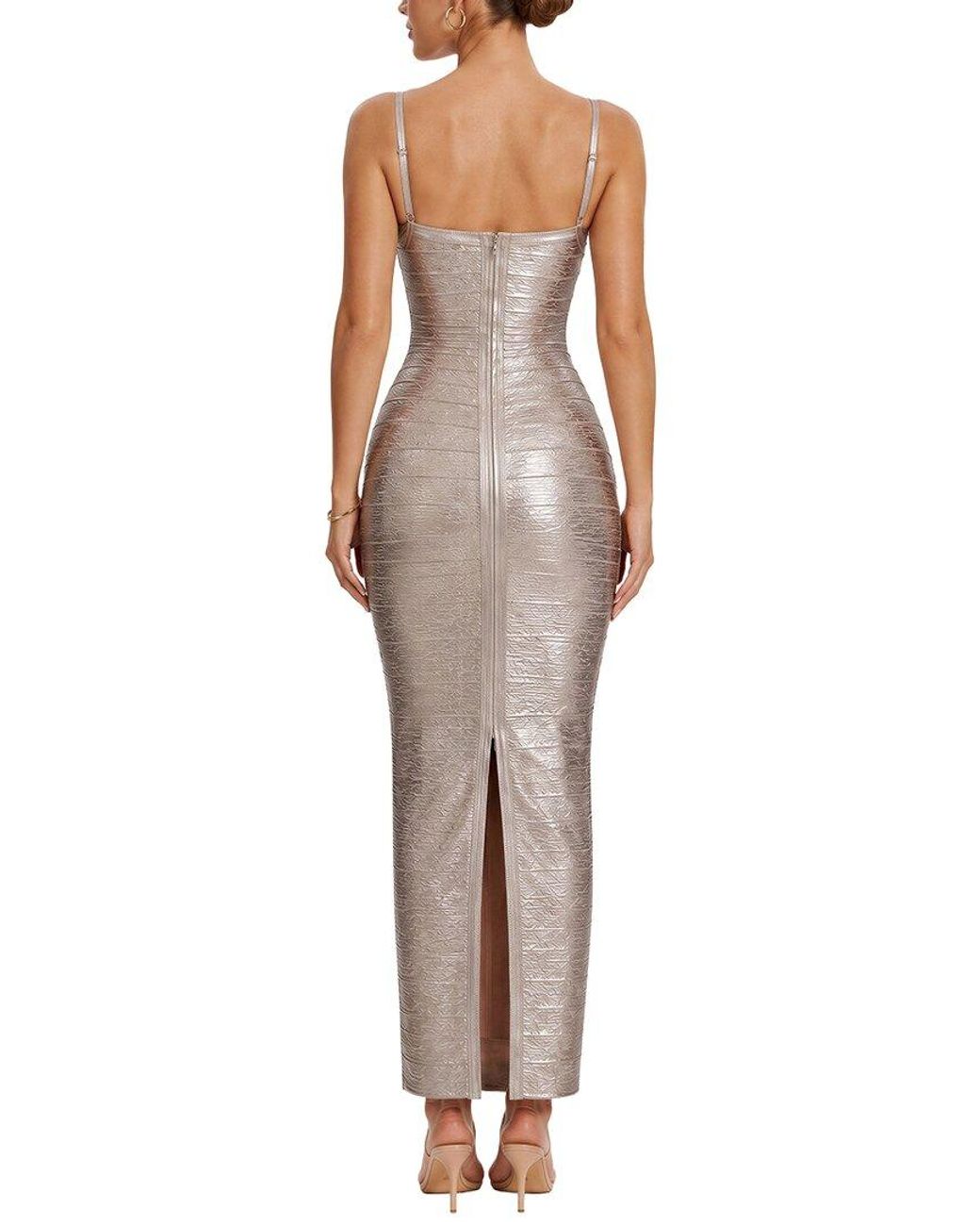 CAMILA BLANCO Metallic Solid Maxi Dress