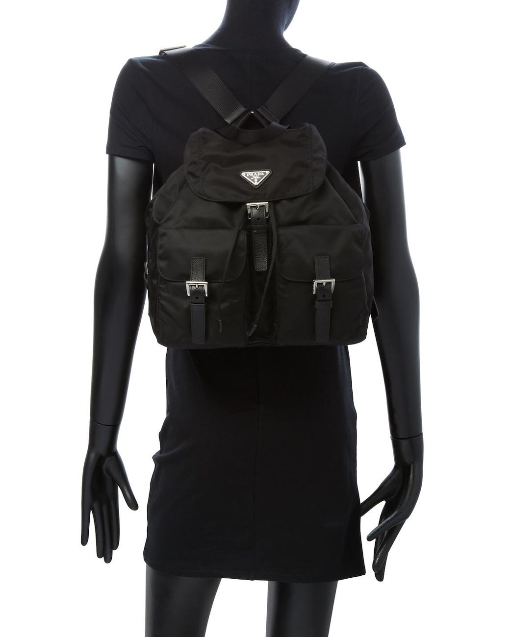 Prada Vela Nylon Medium Backpack in Black | Lyst