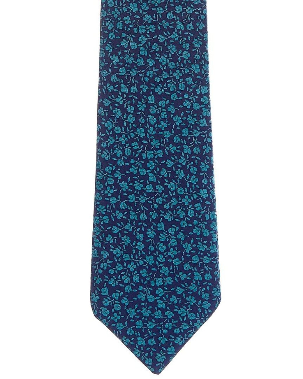 Canali Blue Floral/stripes Reversible Silk Tie for men