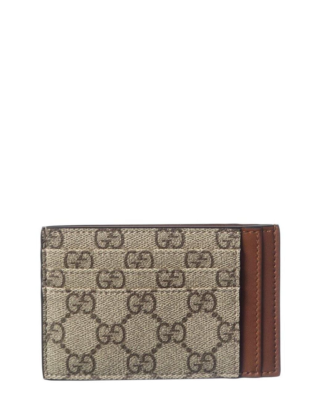 Gucci Gray GG Supreme Canvas & Leather Card Case for men
