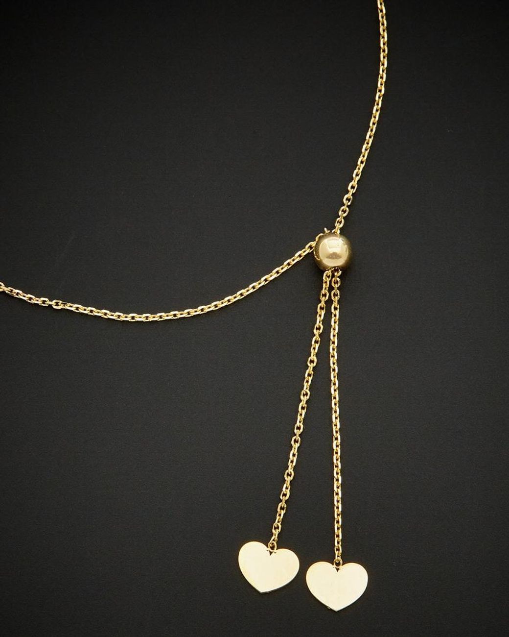 Italian Gold Black 14k Adjustable Heart Bracelet