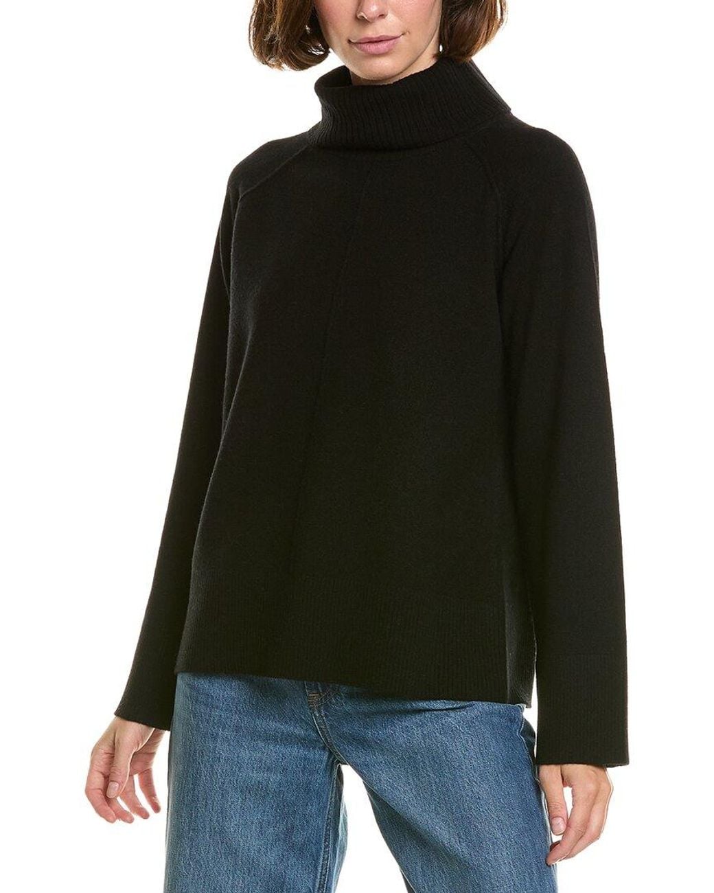 InCashmere Black Wide Sleeve Cowl Neck Wool & Cashmere-Blend Sweater