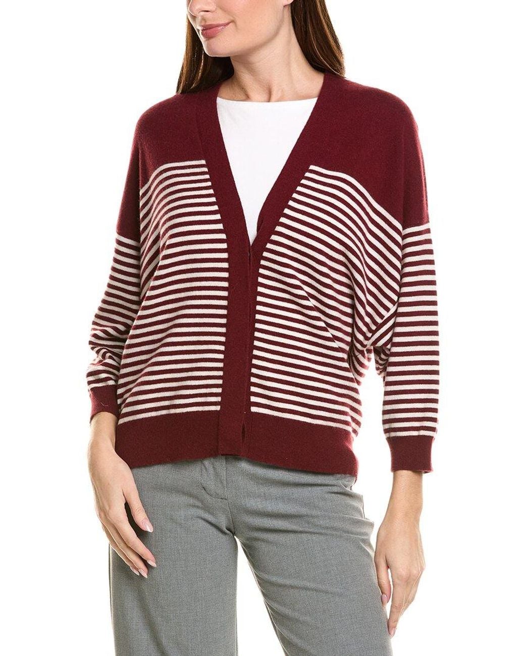 Brunello Cucinelli Red Maglieria Lana Wool & Cashmere-Blend Cardigan