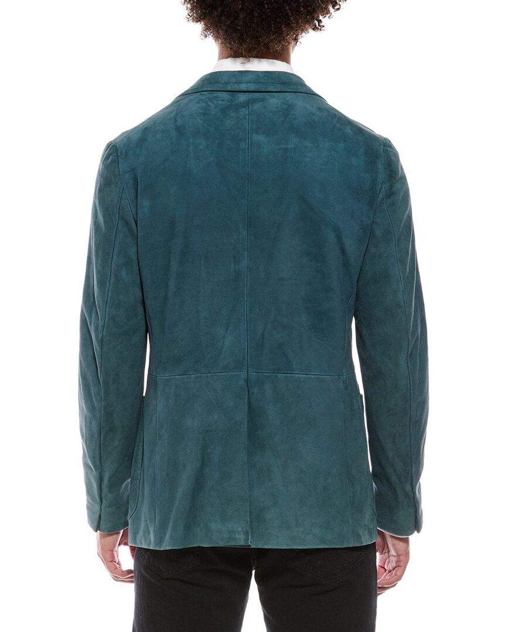 Isaia Green Suede Blazer for men