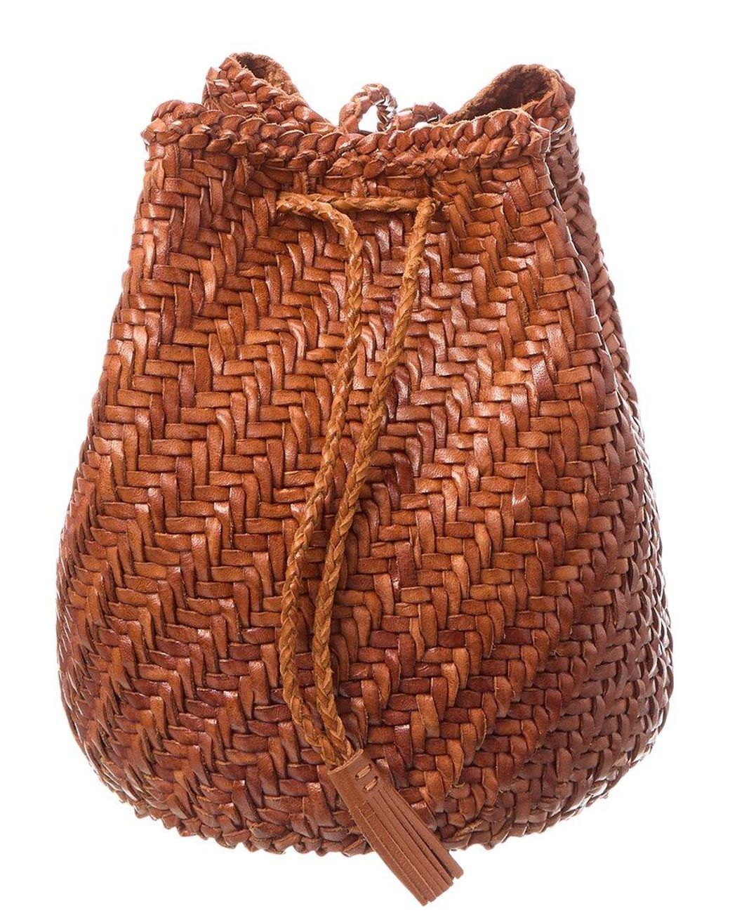 Dragon Diffusion Orange Pompom Double Jump Leather Bucket Bag