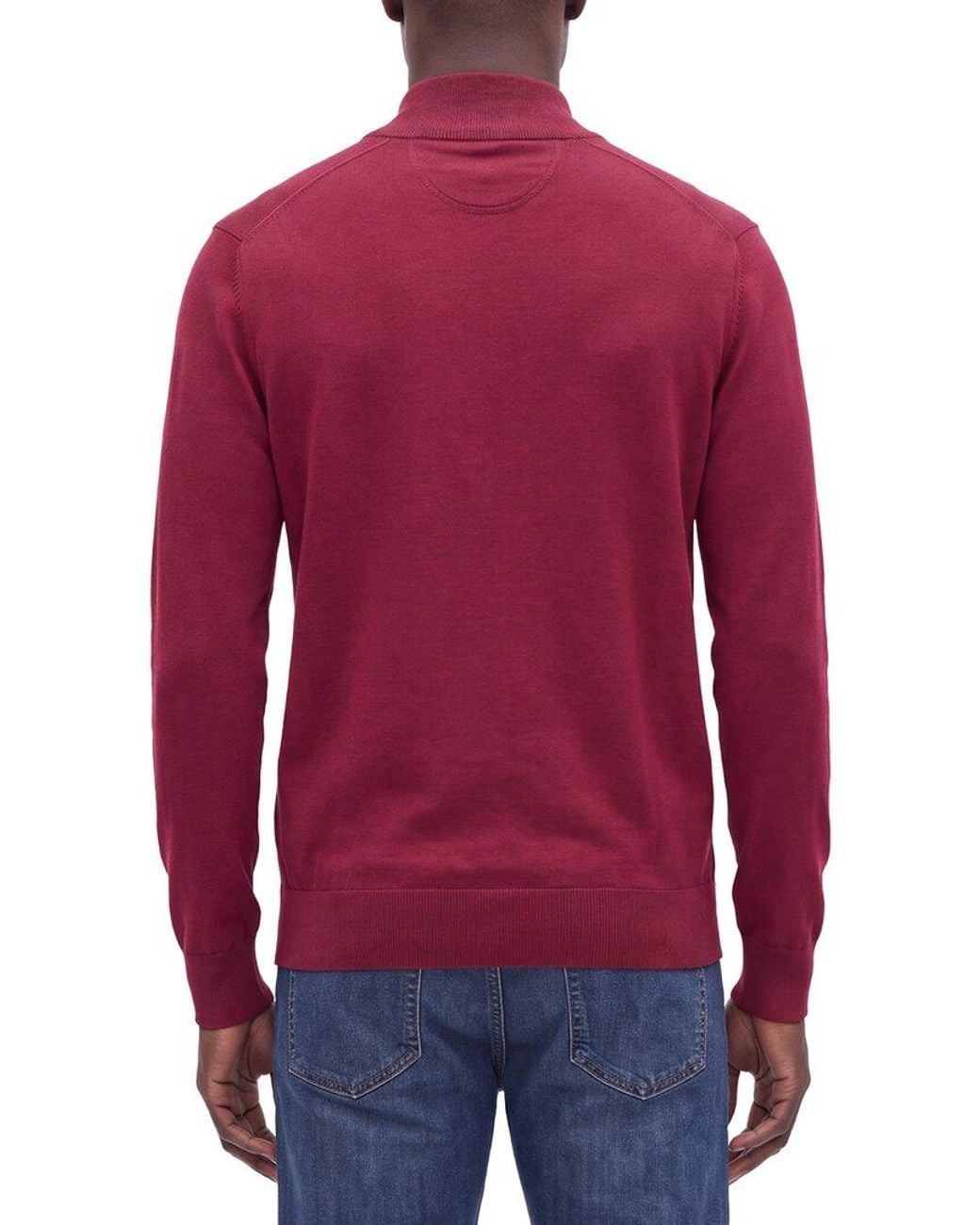 Raffi Red Jersey 1/4-Zip Mock Neck Sweater for men