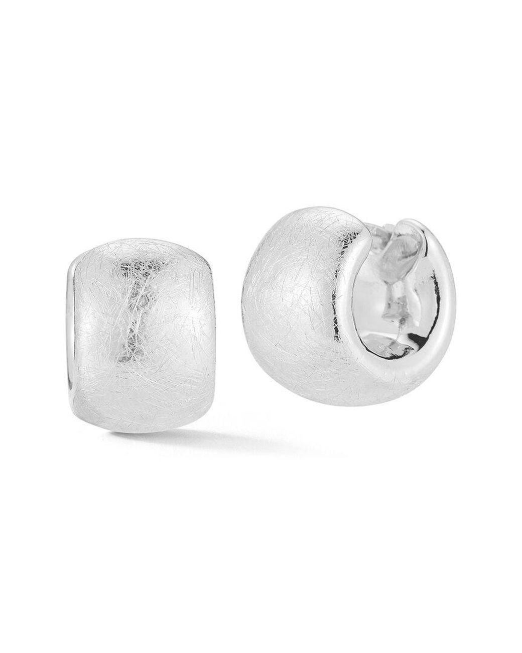 Sphera Milano White Silver Hollow Textured Chunky Hoops