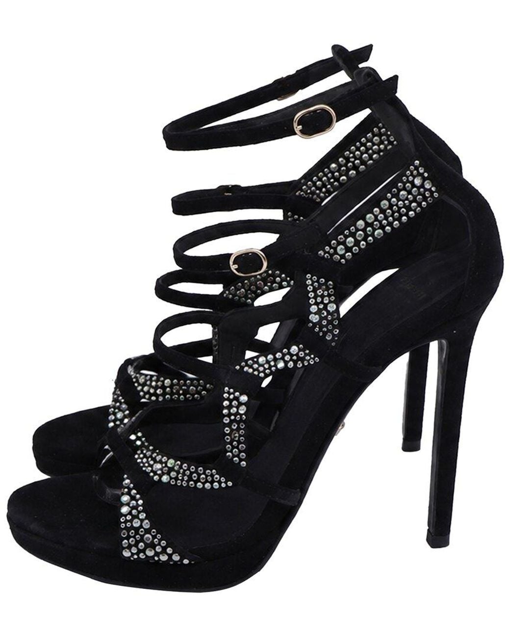 Versace Black Suede Crystal-Embellished Gladiator Sandal (Authentic Pre- Loved)