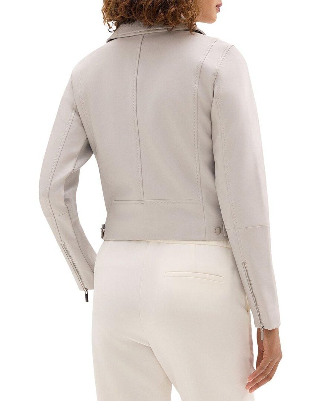 Theory Gray Leather New Moto Jacket