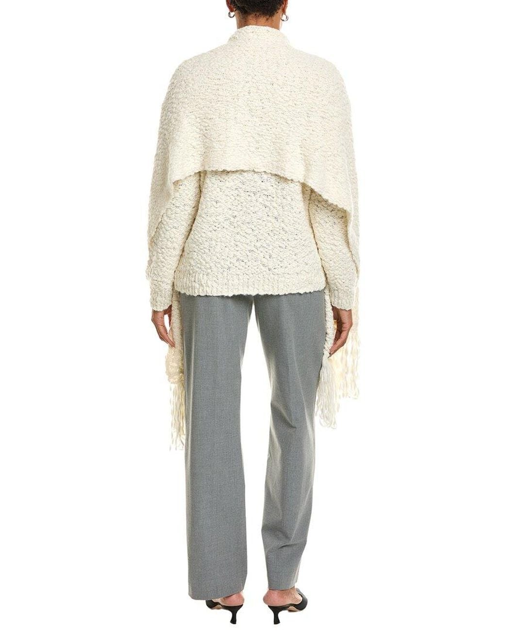 Rag & Bone White Luisa Scarf Alpaca & Wool-Blend Sweater