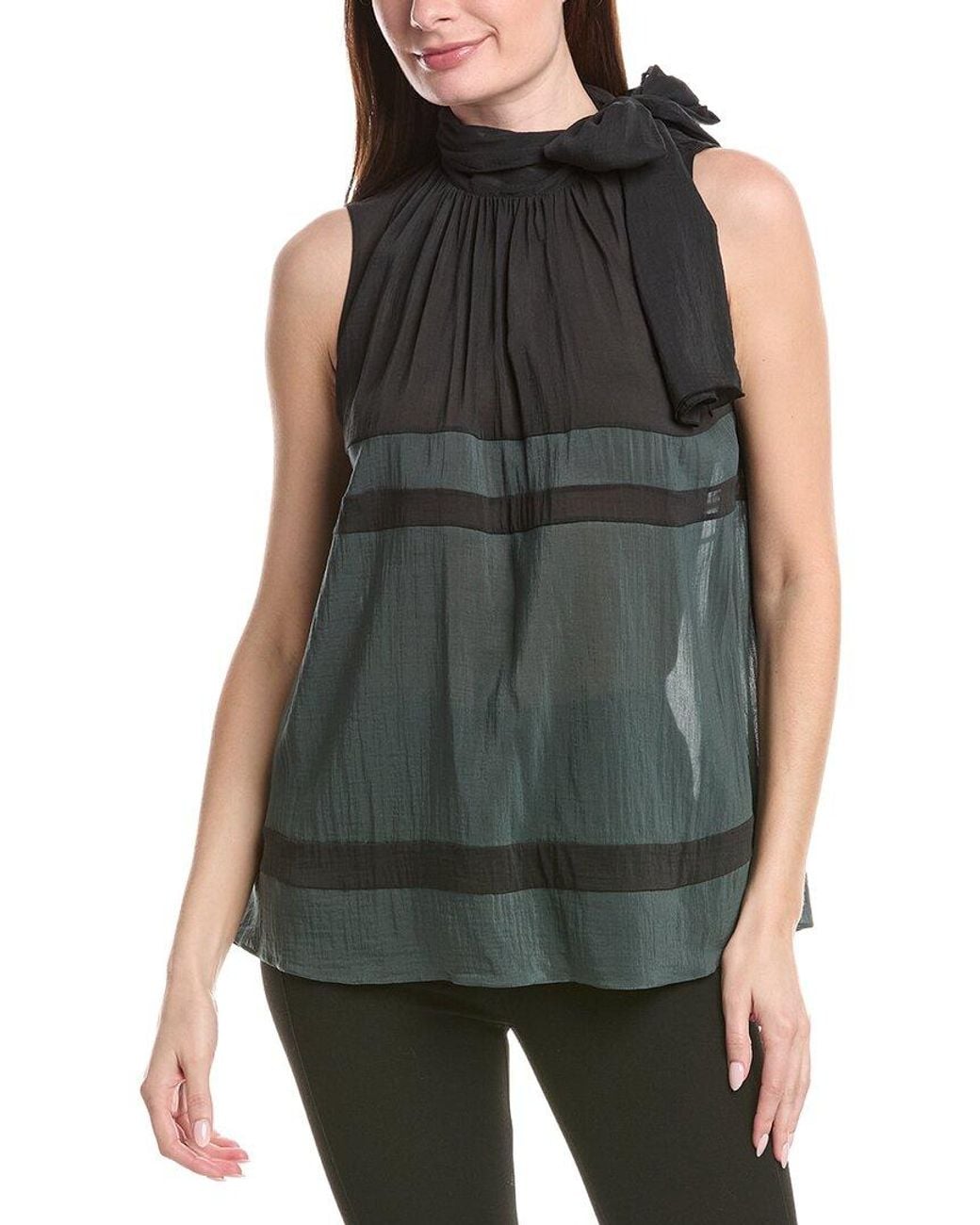 Fabiana Filippi Green Color Striped Silk-Blend Top