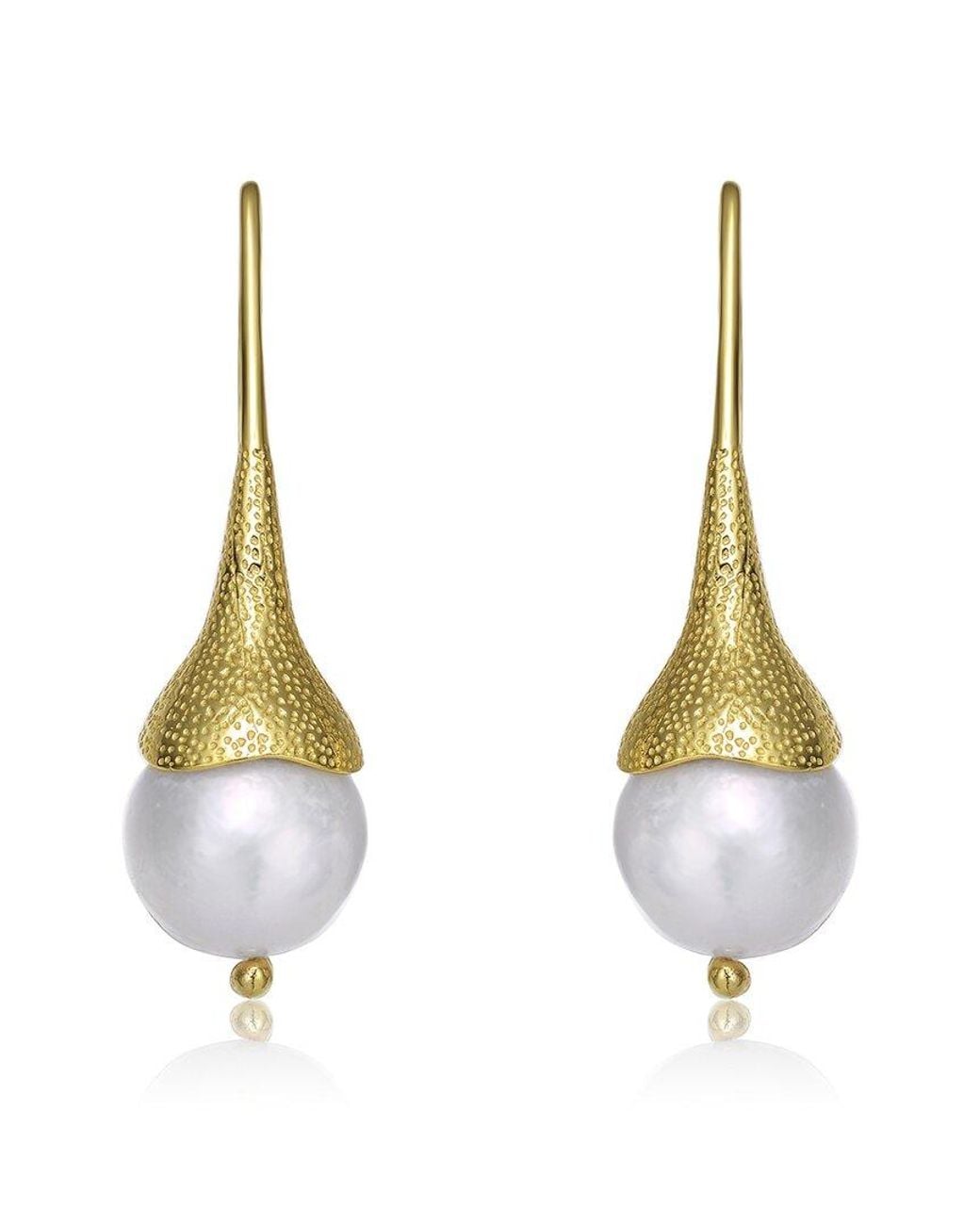 Rachel Glauber Metallic 14k Over Silver 11.5-11.5mm Pearl Earrings