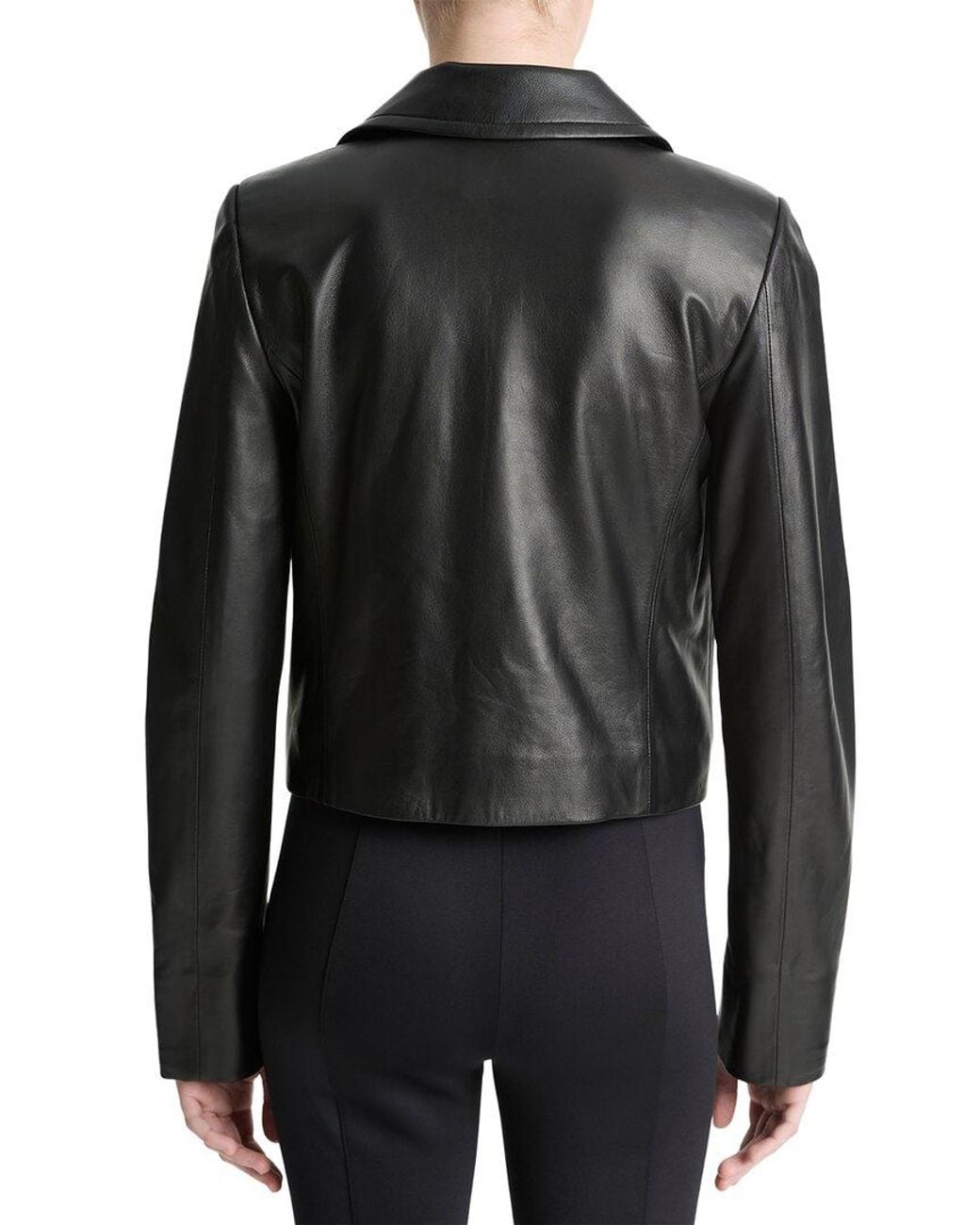 Vince Black Shrunken Leather Peacoat