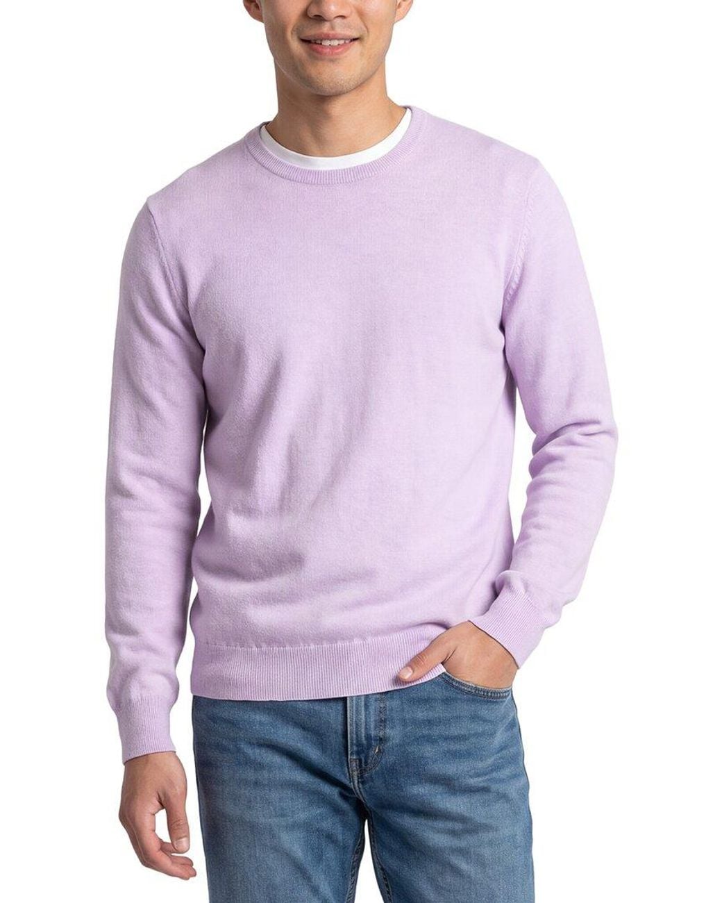 Gran Sasso Purple 100% Cashmere Crewneck Sweater for men