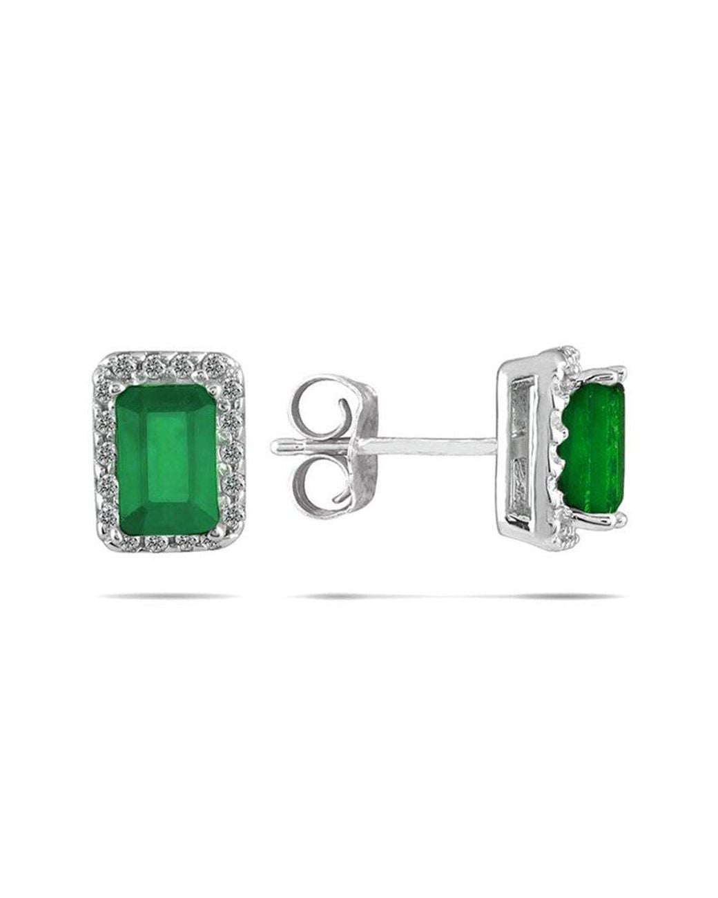 Diamond Select Cuts Green 14k 1.28 Ct. Tw. Diamond & Emerald Earrings