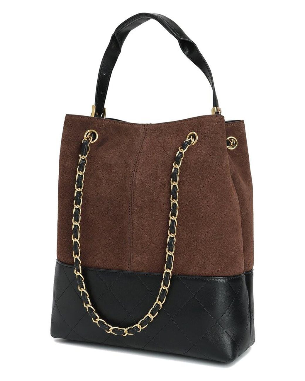 Tiffany & Fred Paris Brown Suede & Leather Bucket Tote