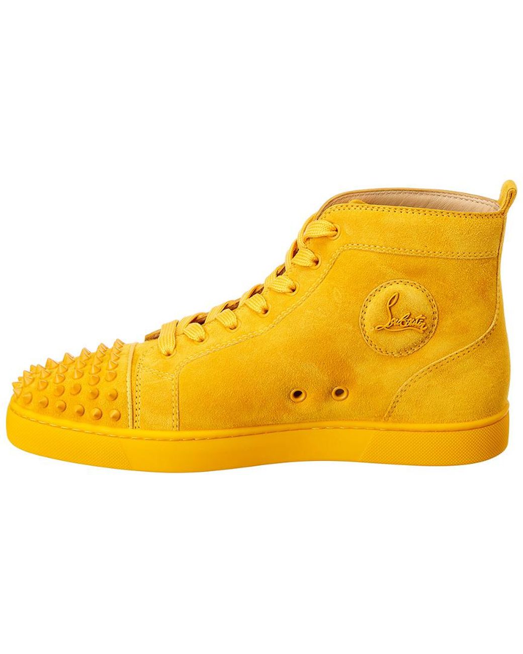 Christian Louboutin Lou Spikes Suede Sneaker in Yellow for Men | Lyst