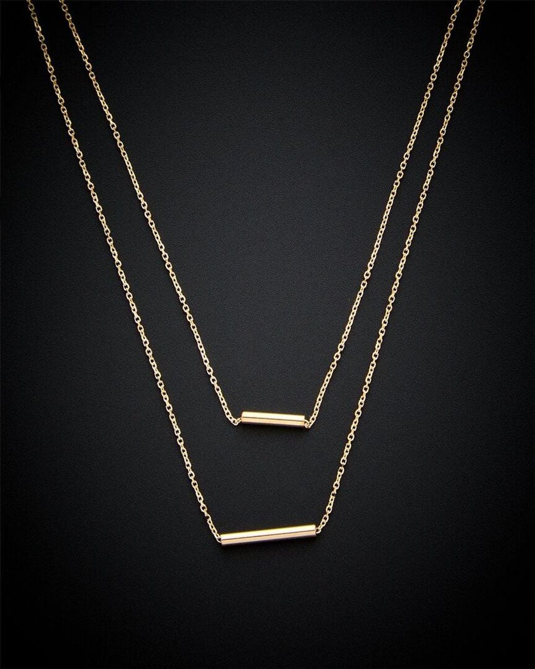 Italian Gold Black 14k Tube Pendant Necklace