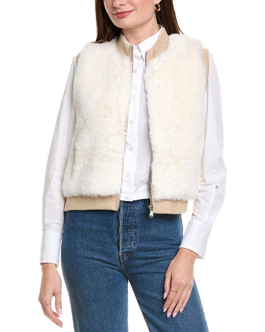 Hannah Rose White Cashmere-blend Vest