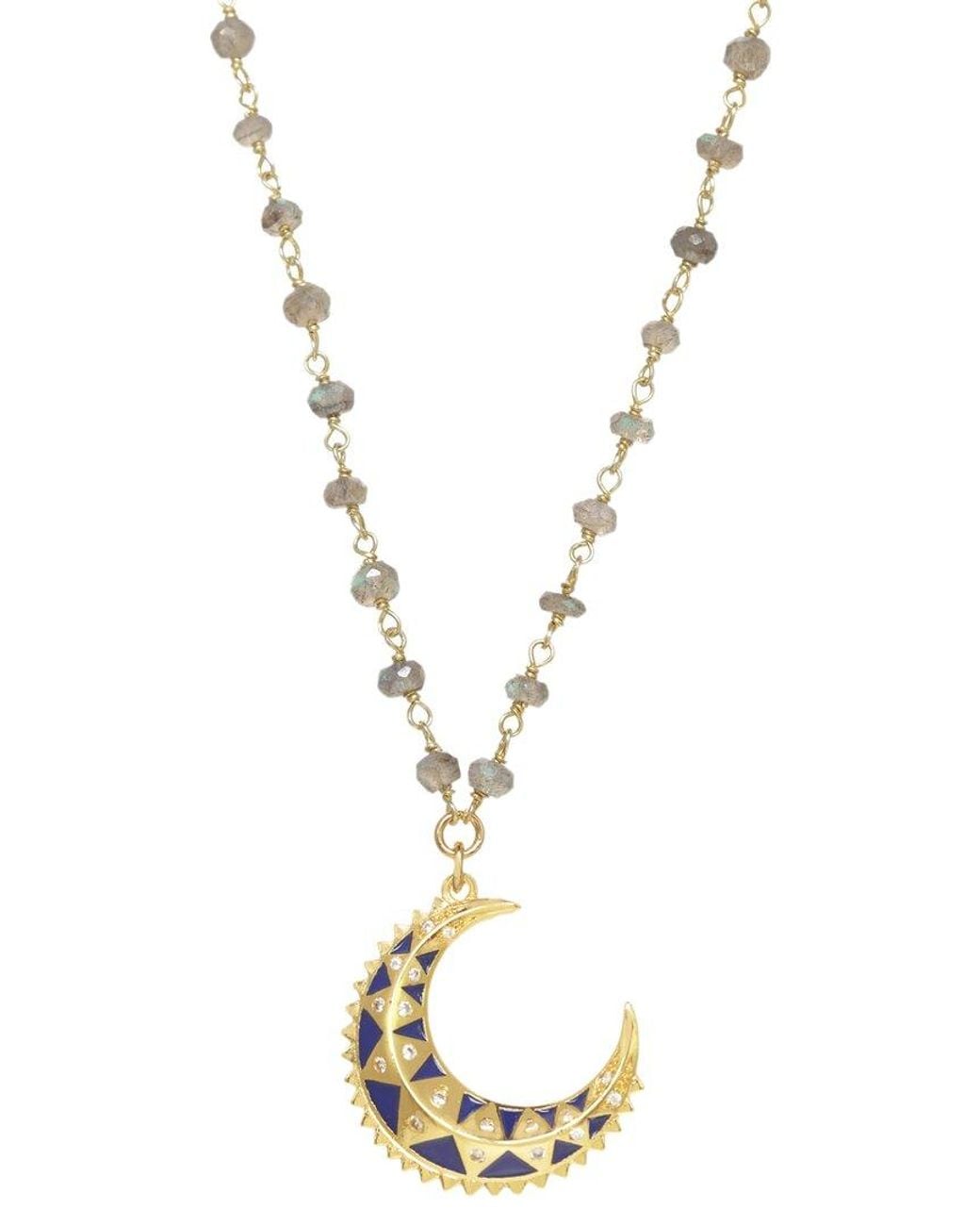 Rachel Reinhardt Jewelry Metallic 14k Vermeil Labradorite Wrap Necklace