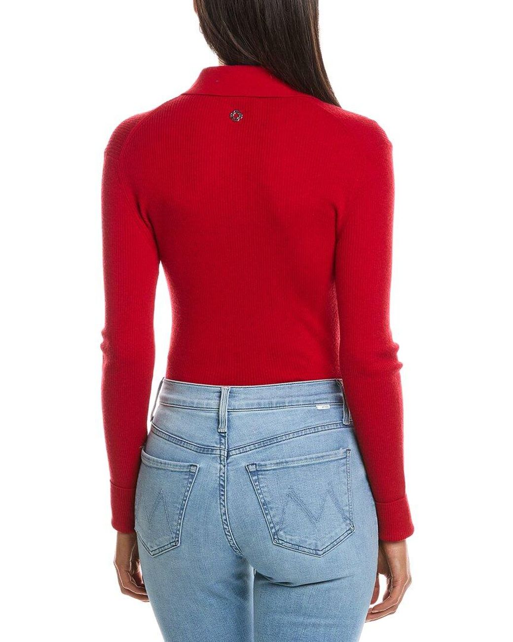Maje Red Wool & Silk-Blend Bodysuit