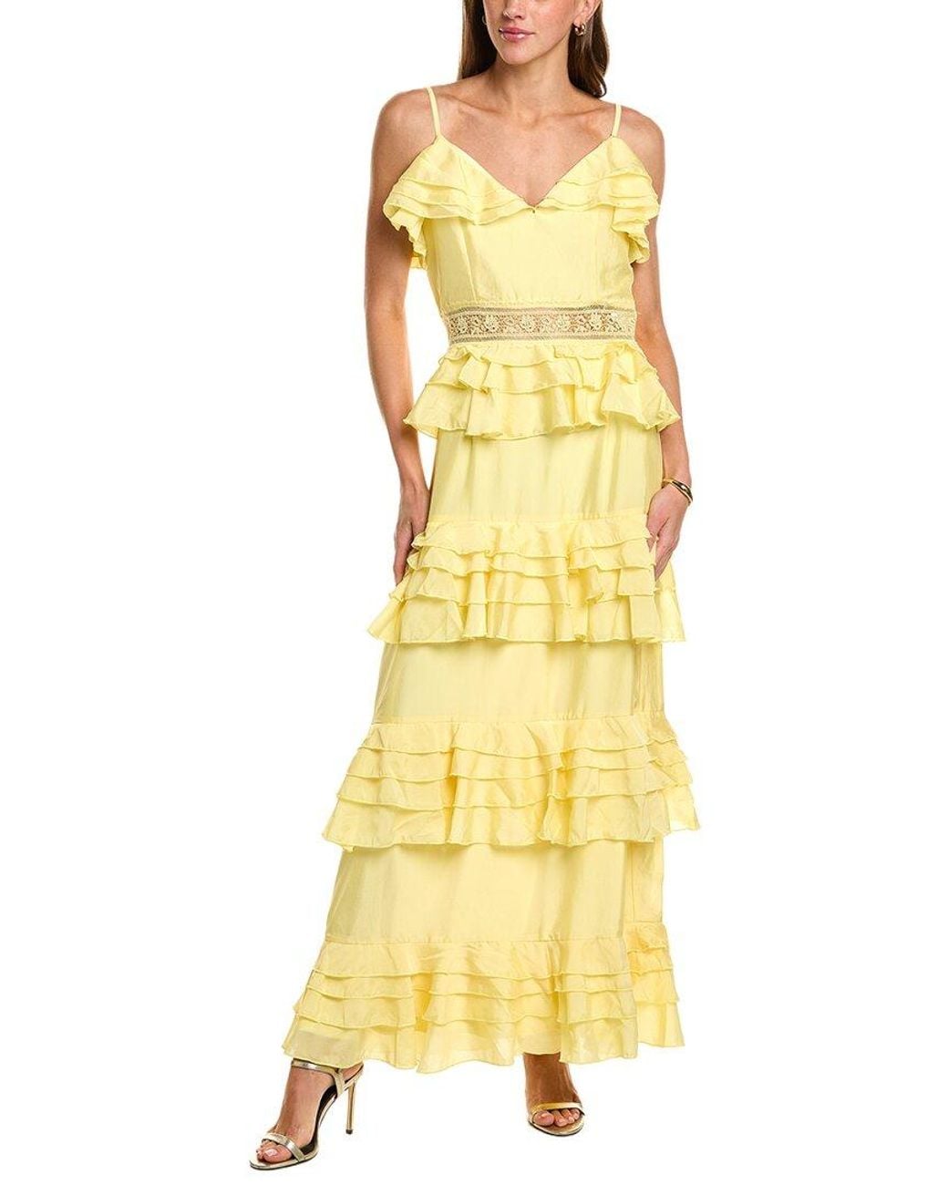 Elliatt Yellow Lucinda Tiered Gown
