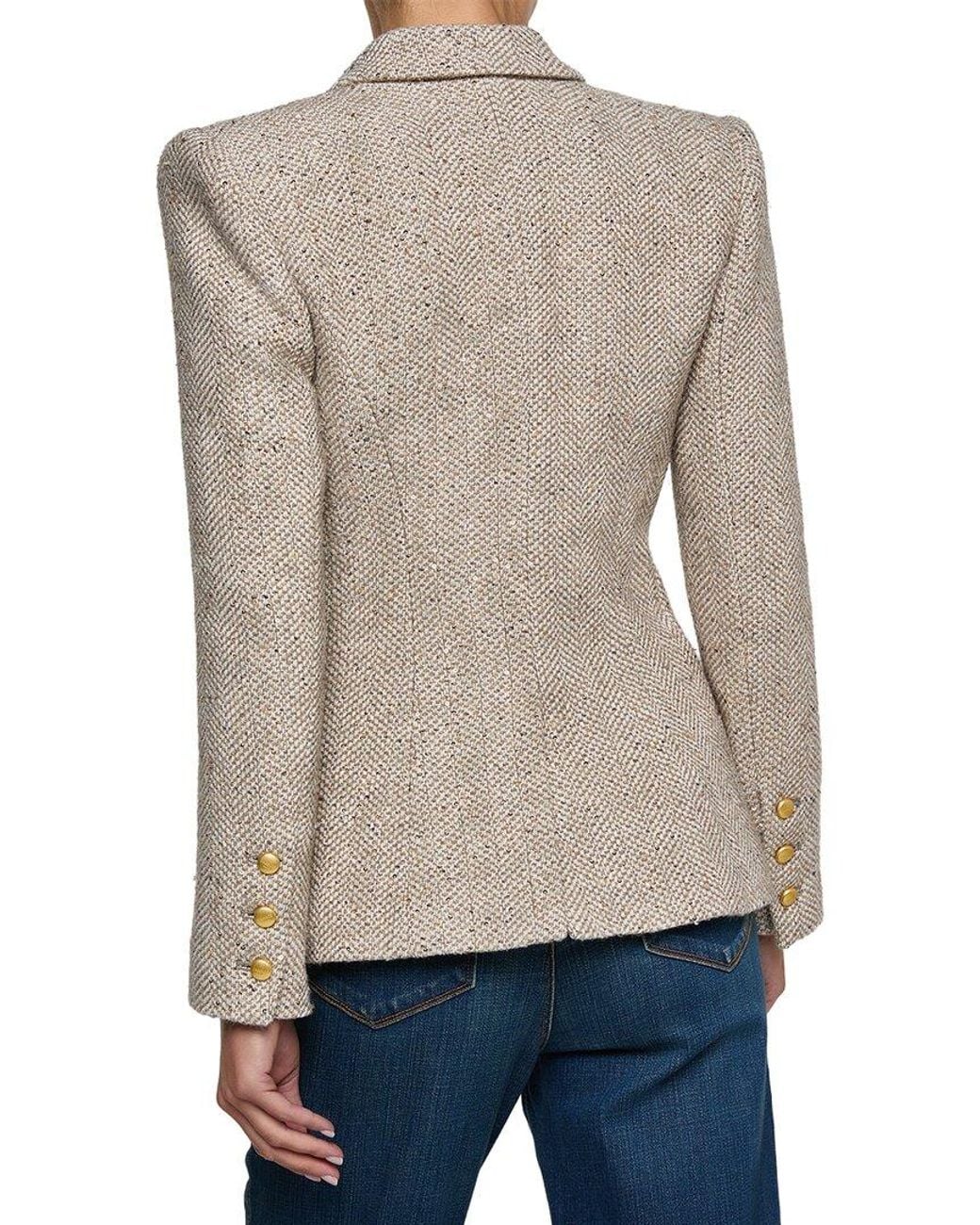 L'Agence Natural Kyomi Double Breasted Wool-Blend Blazer