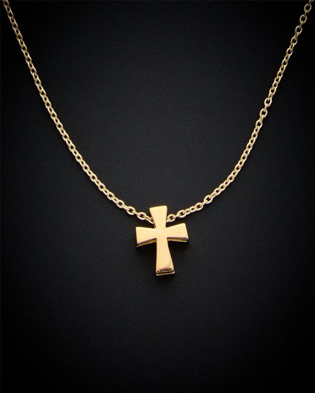Italian Gold Black 14k Cross Pendant Necklace
