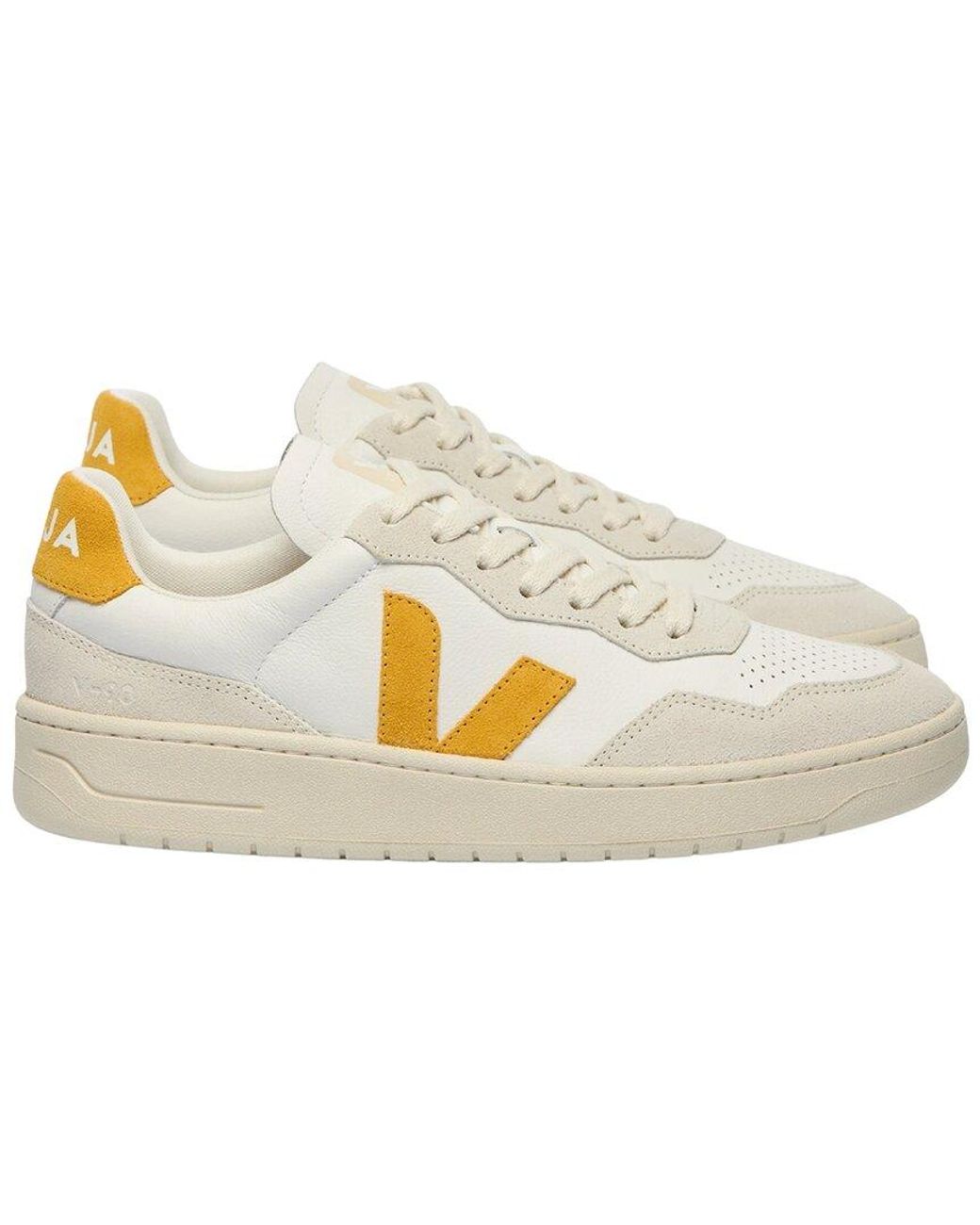 Veja White V-90 Leather & Suede Sneaker