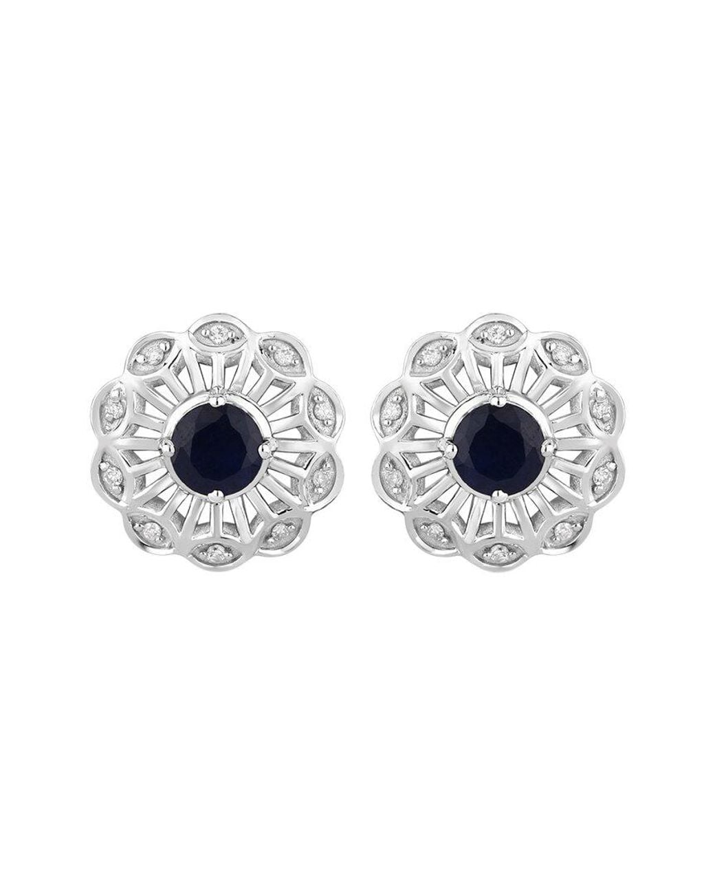 Diana M Blue Fine Jewelry 14k 0.60 Ct. Tw. Diamond & Sapphire Studs