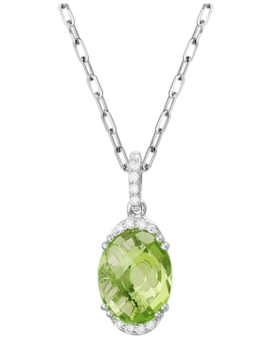 Diamond Select Cuts Metallic 14k Diamond .06 Ct. & 3.13 Ct. Peridot Necklace