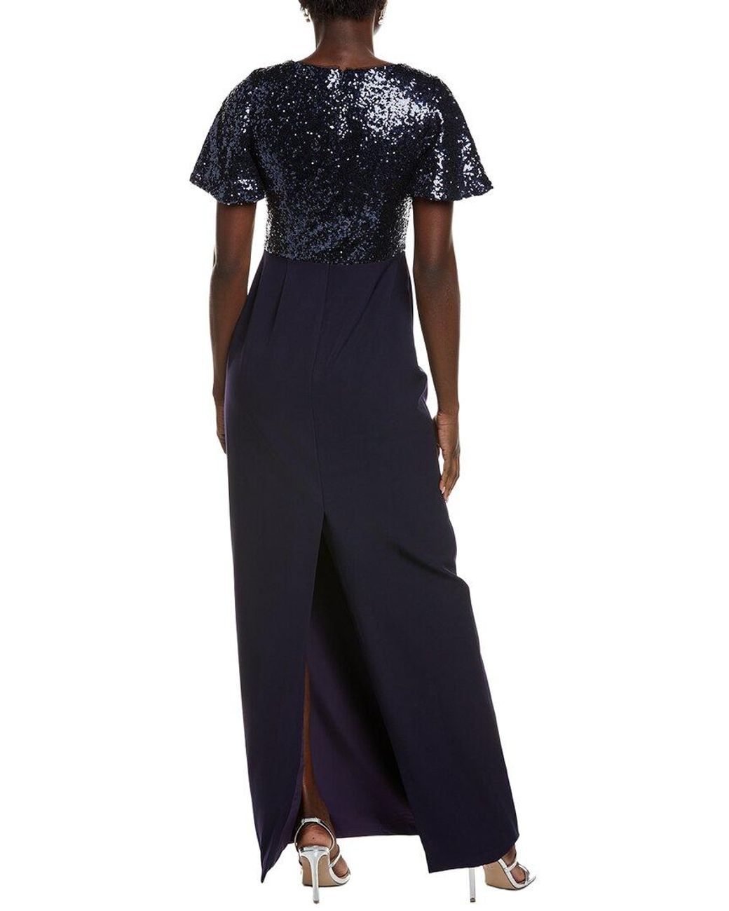 Rene Ruiz Blue Sequin Column Gown
