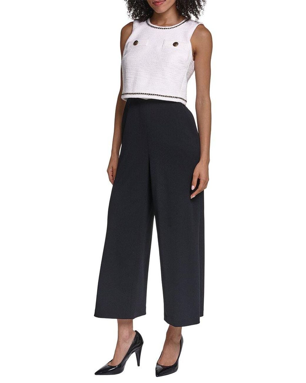 Karl Lagerfeld Blue Tweed Jumpsuit