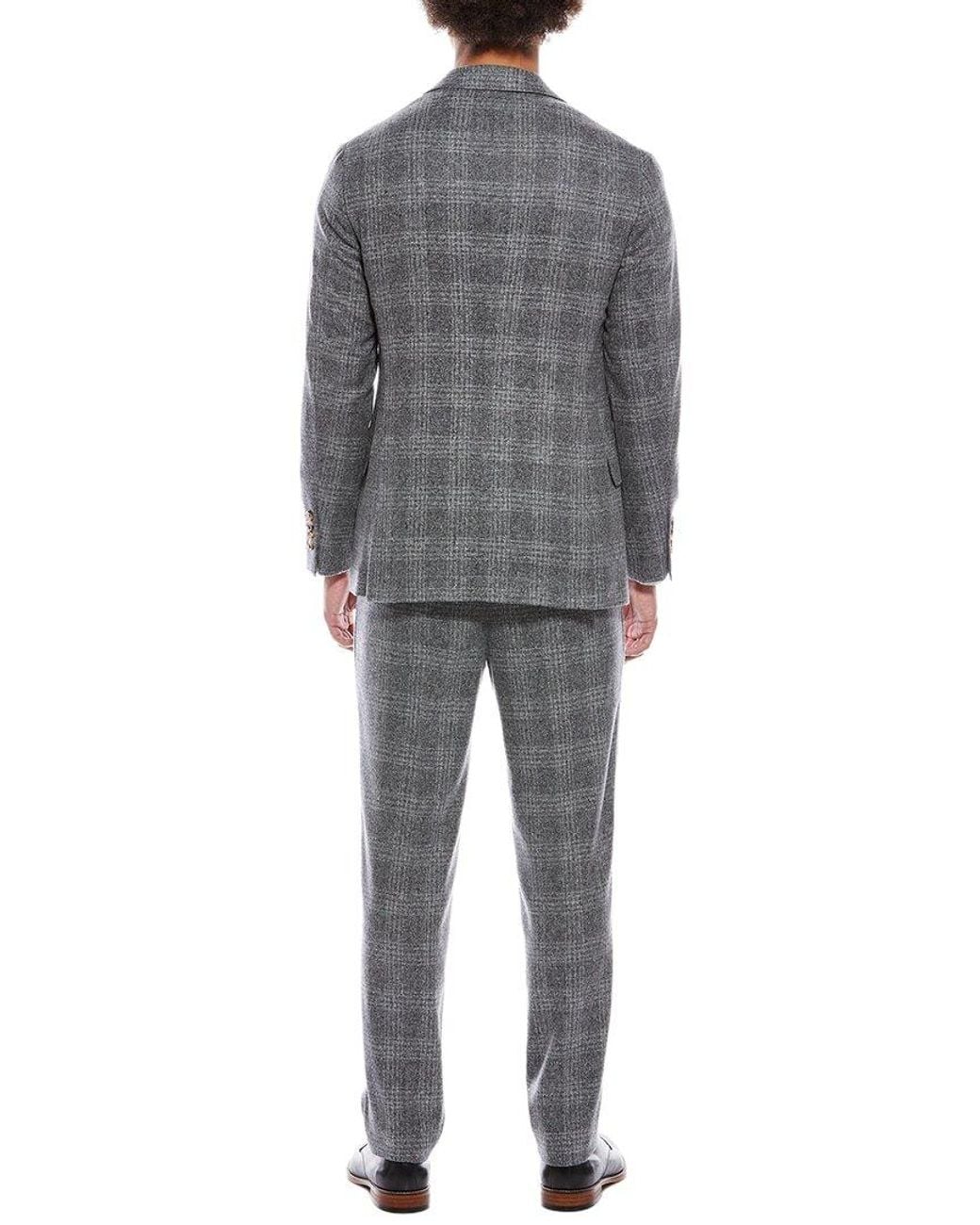Brunello Cucinelli Gray 2Pc Silk & Wool-Blend Suit With Pleated Pant for men