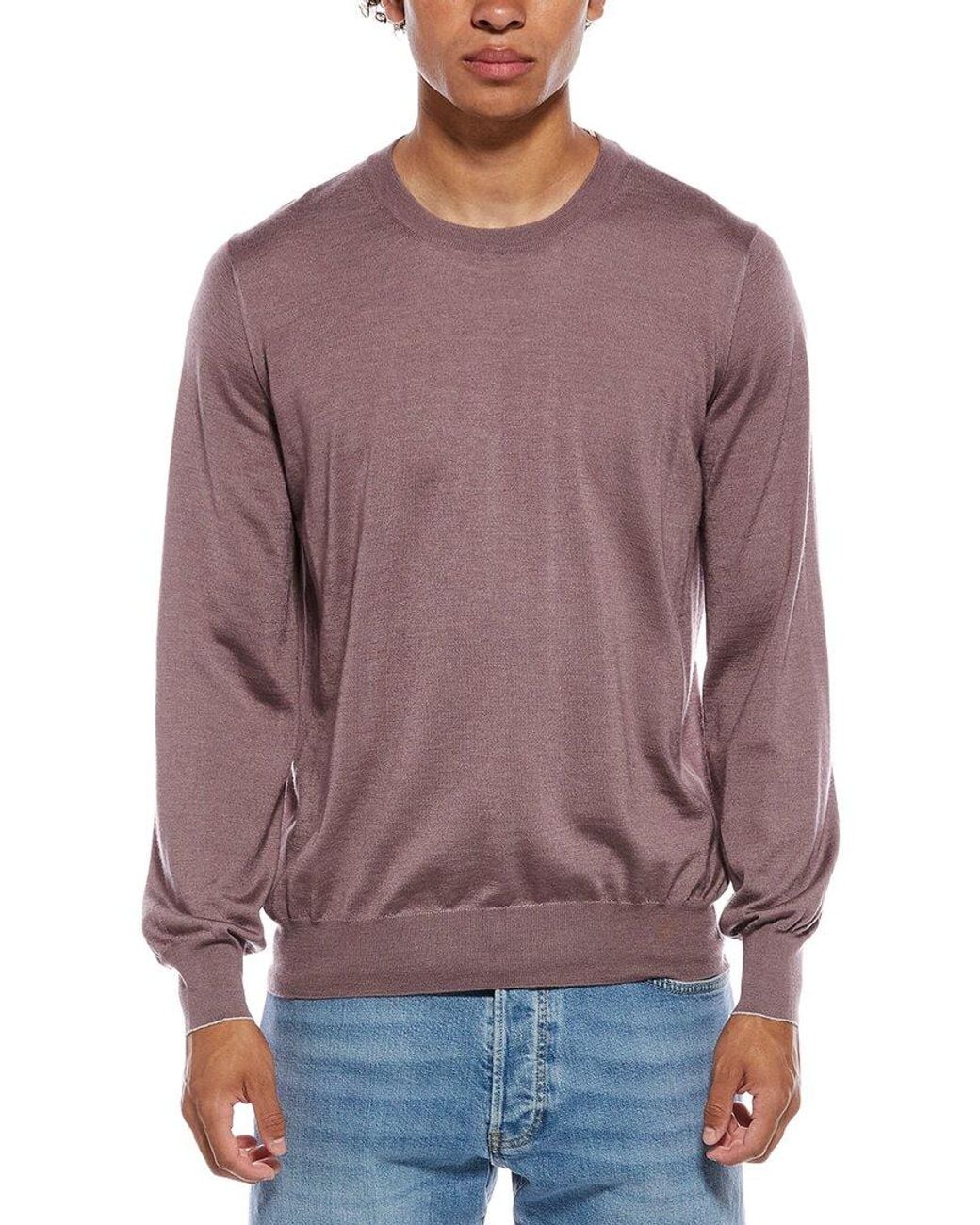 Brunello Cucinelli Purple Cashmere & Silk-Blend Crewneck Sweater for men