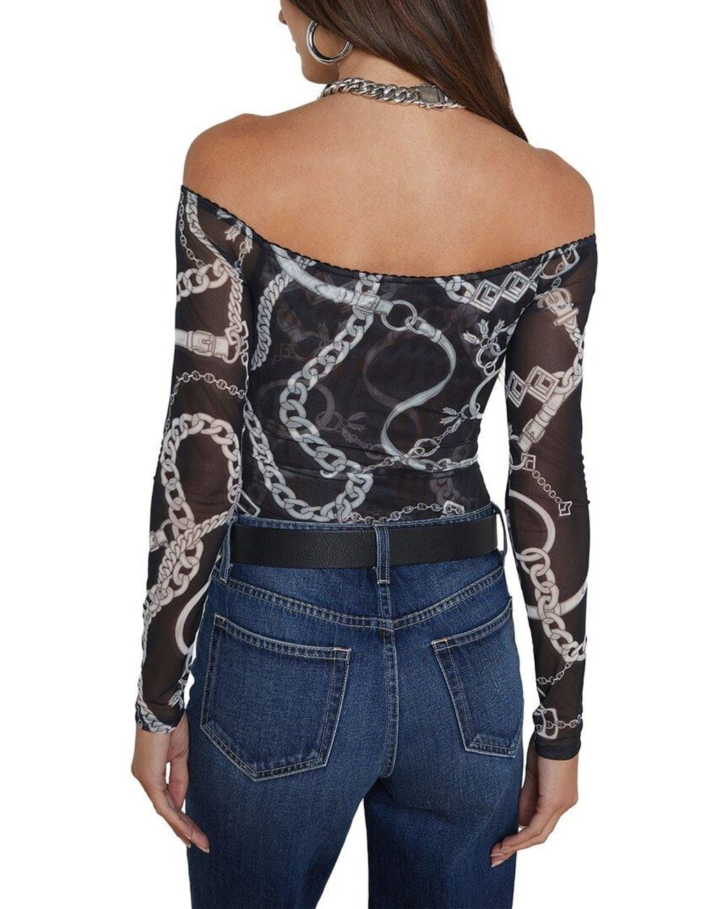 L'Agence Gray Peonie Off Shoulder Bodysuit