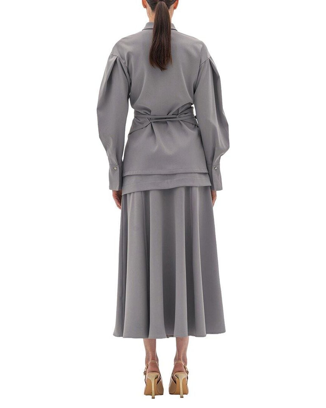 BGL Gray 2Pc Blouse & Skirt Set