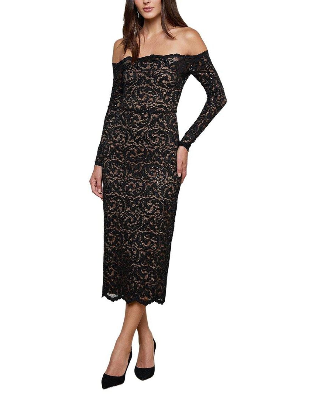 L'Agence Black Lindsay Off -Shoulder Dress