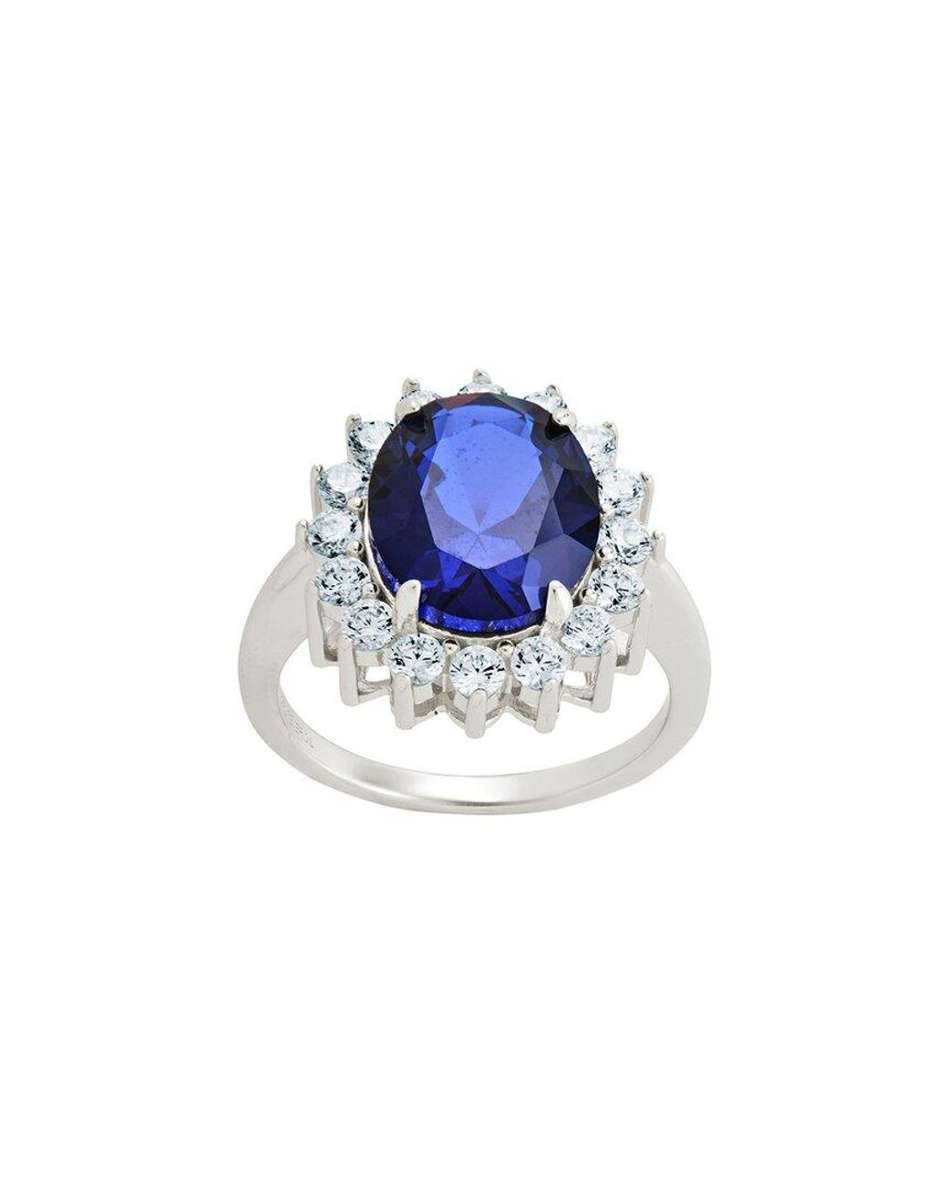 Sterling Forever Blue Cz Sapphire Halo Ring