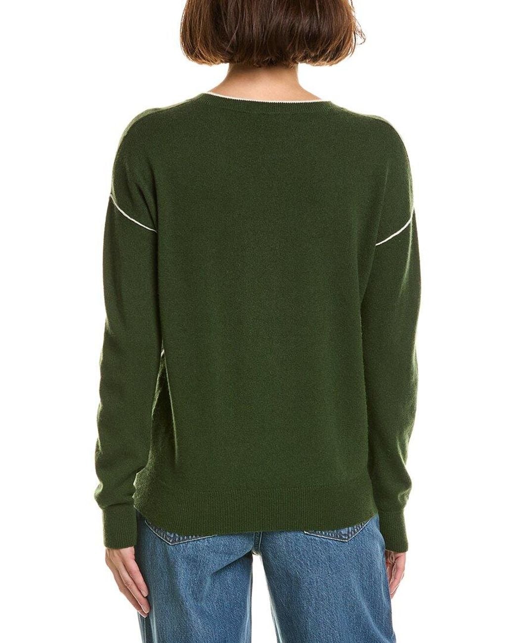 InCashmere Green Seam Detail Wool & Cashmere-Blend Pullover