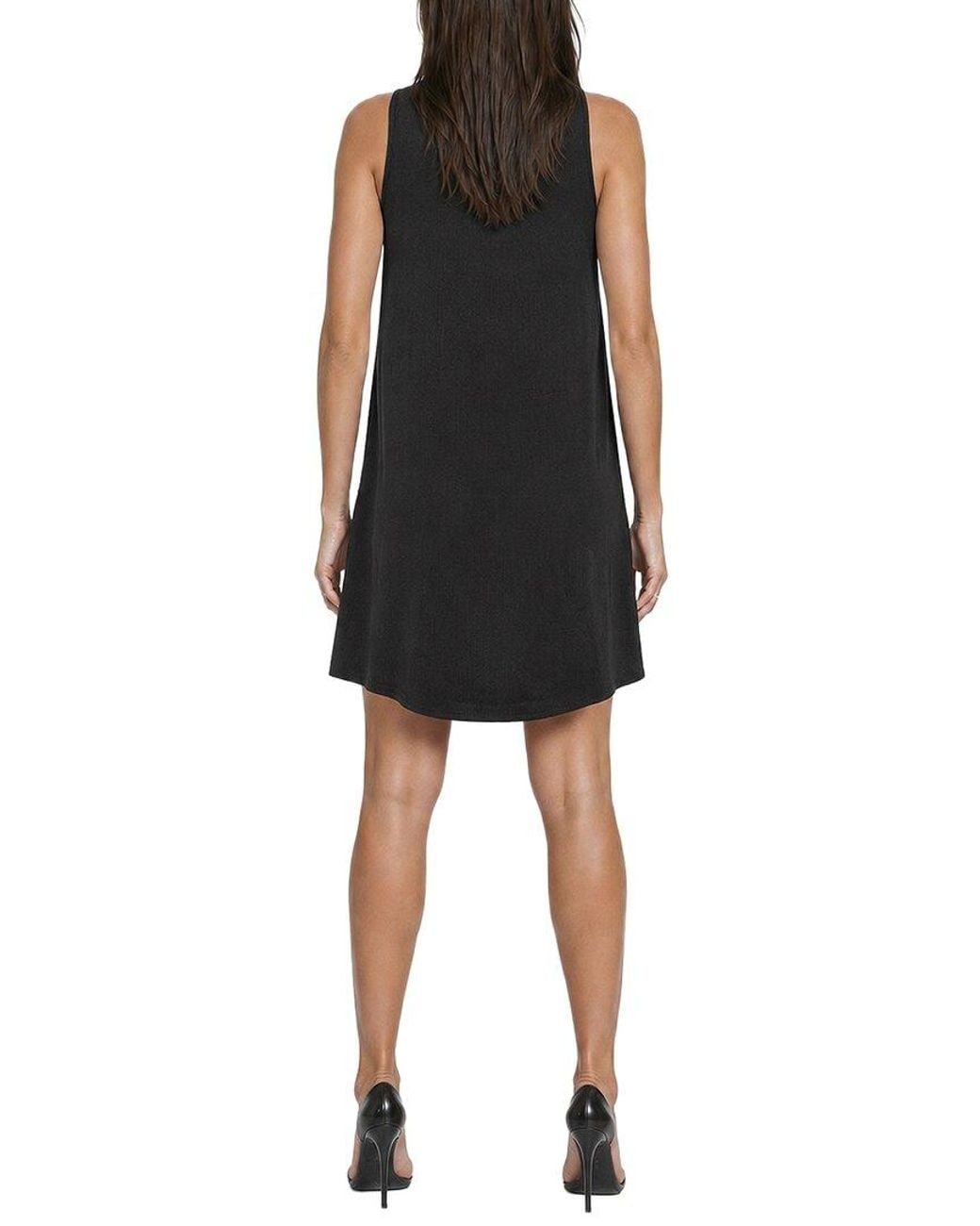 Bebe Black Mock Neck Rib Trapeze Dress