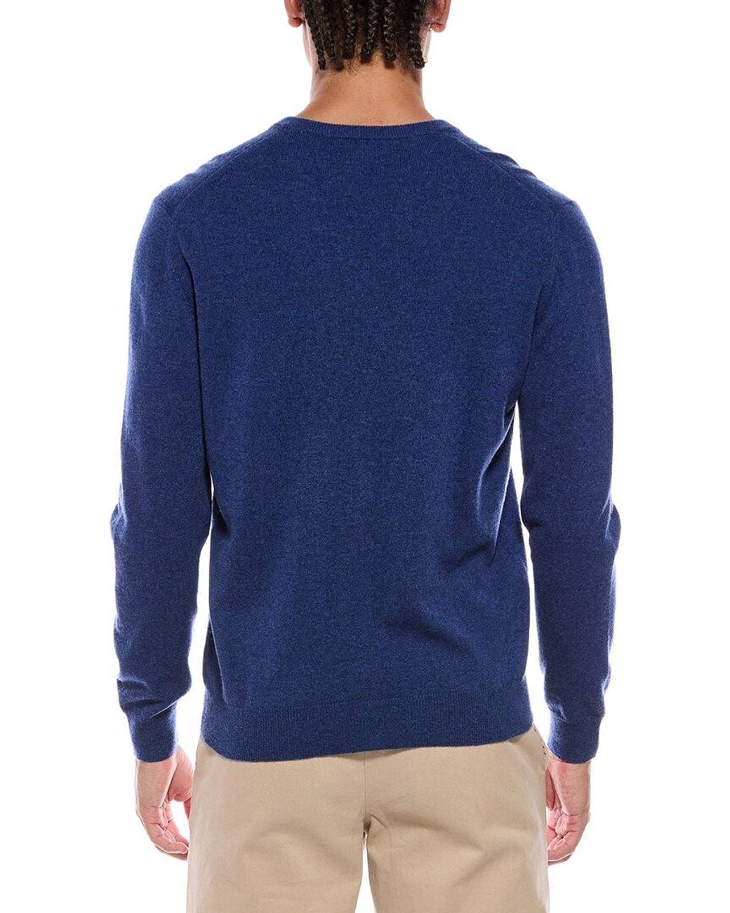 N.Peal Cashmere Blue Burlington Cashmere V-Neck Sweater for men