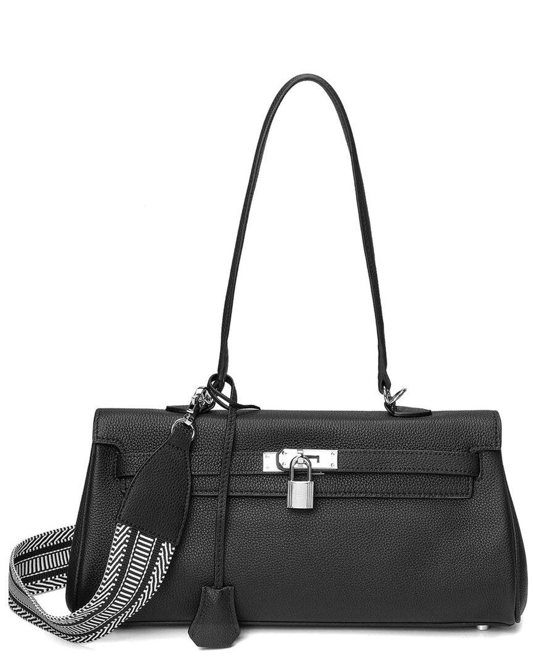 Tiffany & Fred Paris Black Top-Grain Leather Shoulder Bag