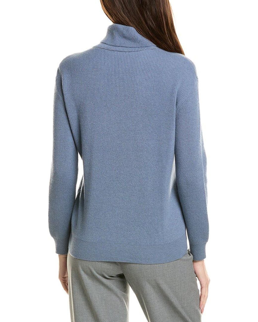 Brunello Cucinelli Blue Cashmere Turtleneck Sweater