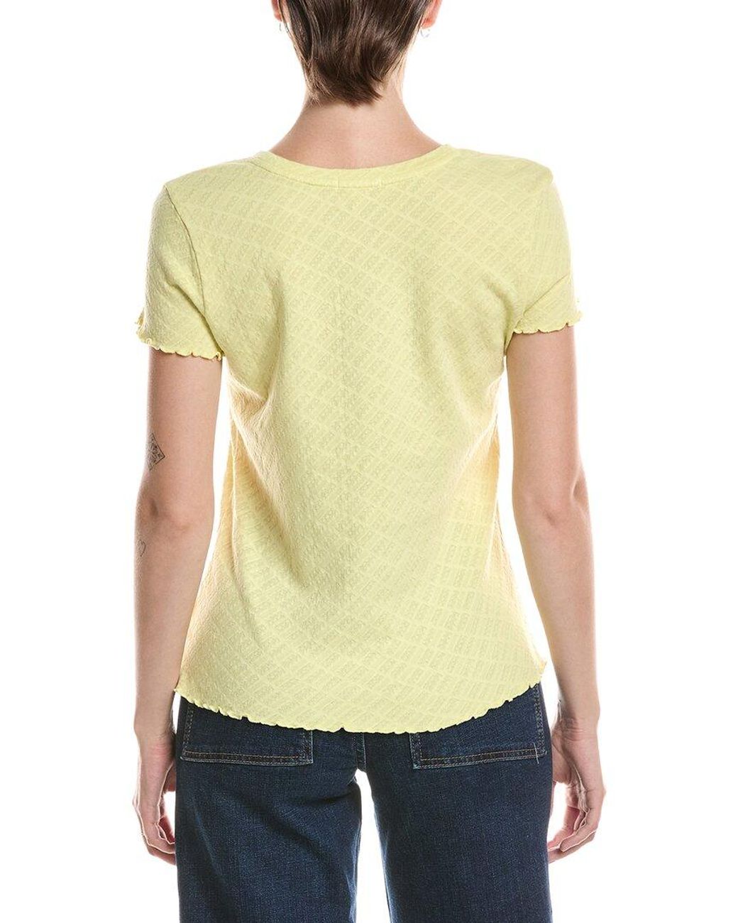 NIC+ZOE Yellow Lace Knit T Shirt