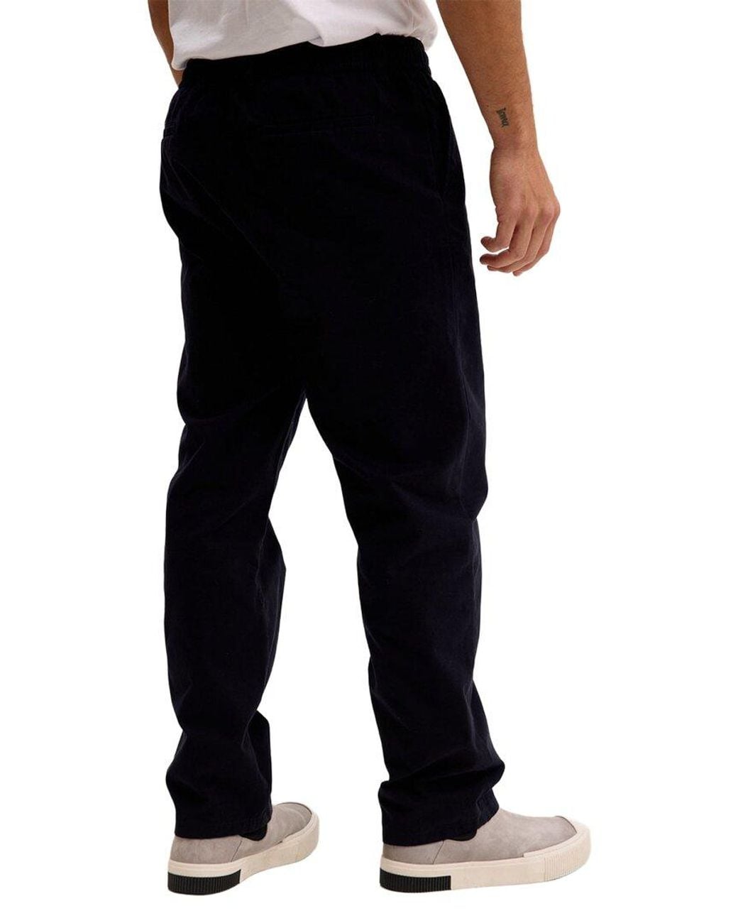 Ron Tomson Black Relaxed Drawstring Casual Pant for men